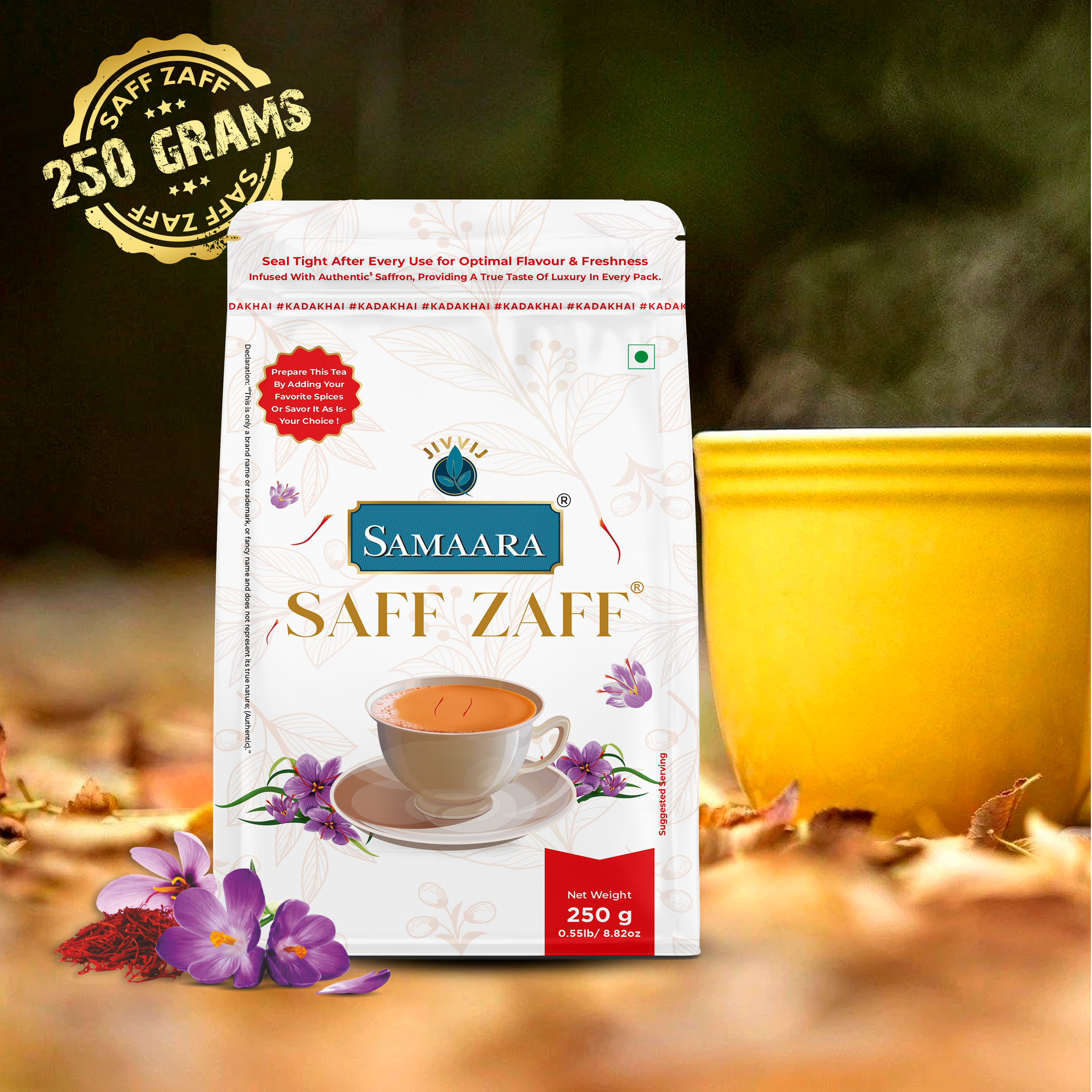Samaara Saff Zaff Saffron Black Tea Pouch Pack of 2
